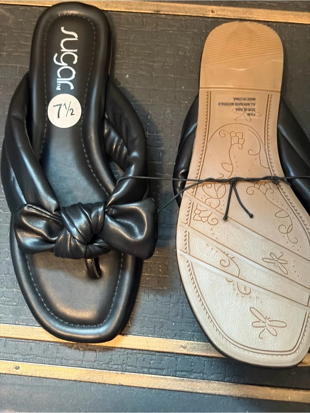 Sugar Black Knotted Slide Sandals